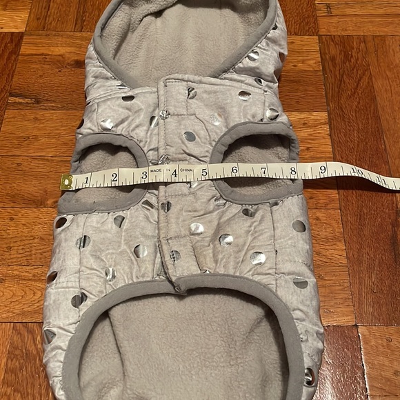 Dog Coat-Grey with silver Polka Dots-Size Small - Picture 9 of 15